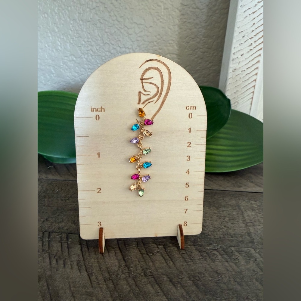 Colorful Gemstone Drop Earrings - Picture 5 of 6